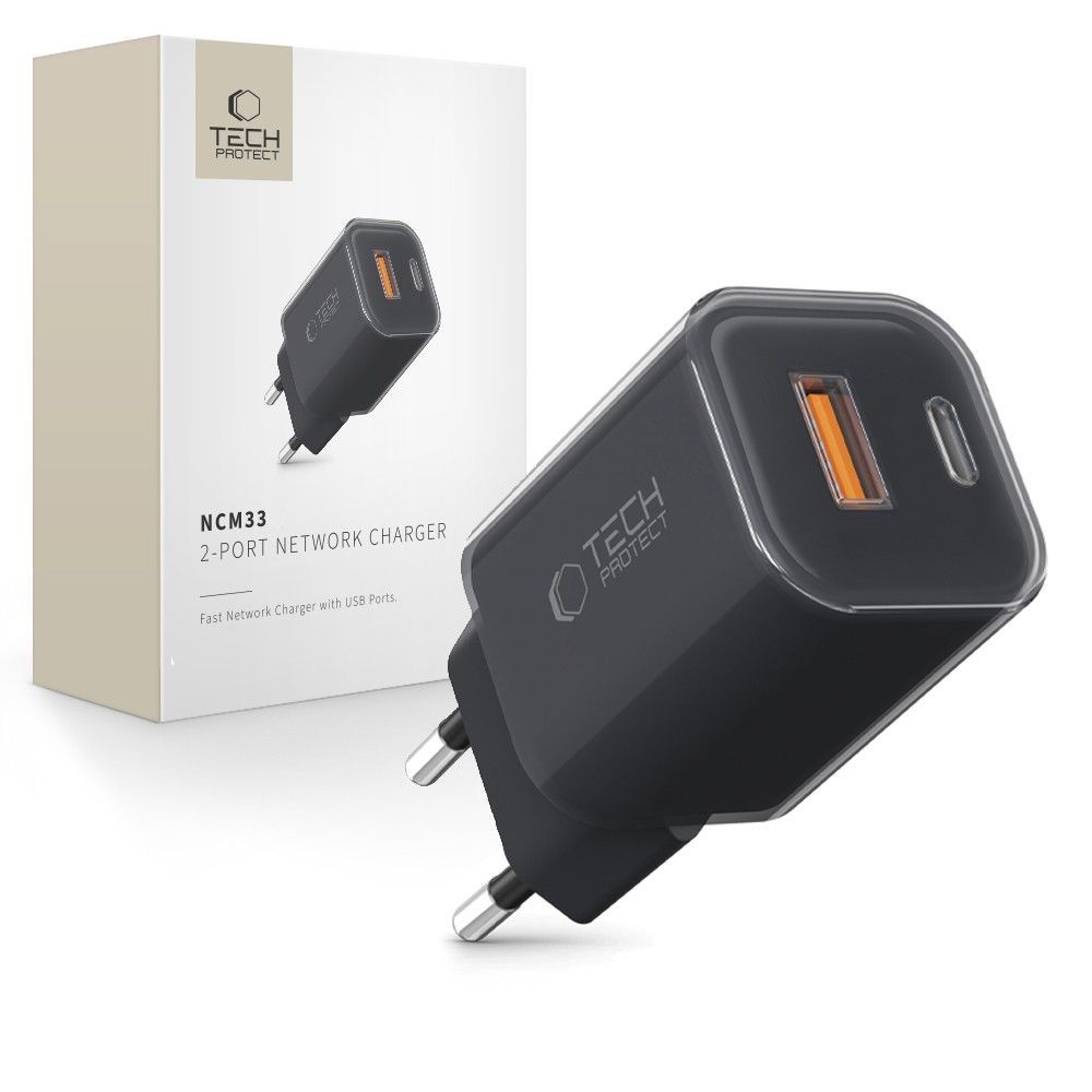 Nabíjačka Tech-Protect NCM33W 2-port PD33W/QC3.0 – čierna