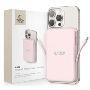 Powerbanka Tech-Protect PB31 LifeMag MagSafe 10 000 mAh – ružová