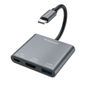 USB hub Wozinsky WHCH-01 USB-C PD 100 W, HDMI 4K 30 Hz, USB-A 10 Gb/s – sivá