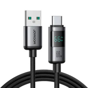 Kábel Joyroom séria Prism S-A16 Pro USB-A – USB-C 66 W s displejom, 1,2 m – čierna