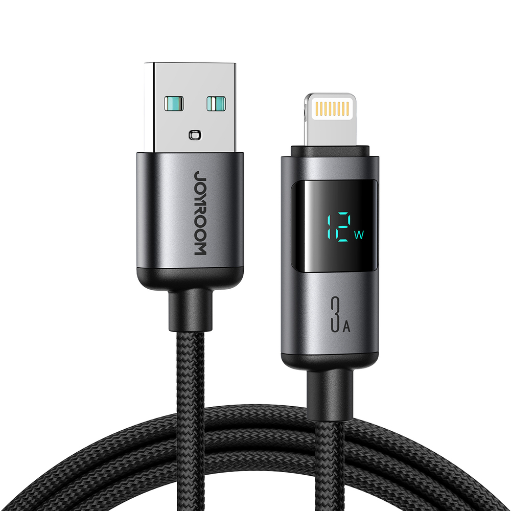 Kábel Joyroom séria Prism S-A16 Pro USB-A – Lightning 3 A s displejom, 1,2 m – čierna