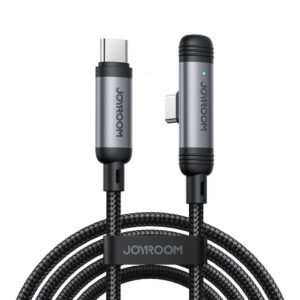 Kábel Joyroom séria EnjoyX S-A56 USB-C – USB-C 60 W so zahnutým konektorom 90°, 1,2 m – čierna