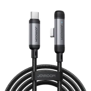 Kábel Joyroom séria EnjoyX S-A56 USB-C – USB-C 60 W so zahnutým konektorom 90°, 1,2 m – čierna