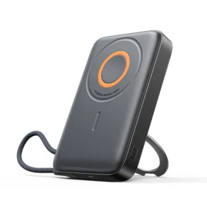 Magnetická indukčná powerbanka Joyroom JR-PBM02 3v1 10 000 mAh 22,5 W, MagSafe, so zabudovaným káblom – čierna