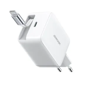 Sieťová nabíjačka Joyroom JR-TCL06 67 W GaN so zabudovaným navíjacím káblom USB-C – biela