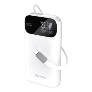 Powerbanka Dudao K31 10 000 mAh 22,5 W PD so zabudovaným káblom – biela
