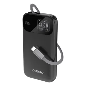Powerbanka Dudao K31 10 000 mAh 22,5 W PD so zabudovaným káblom – čierna