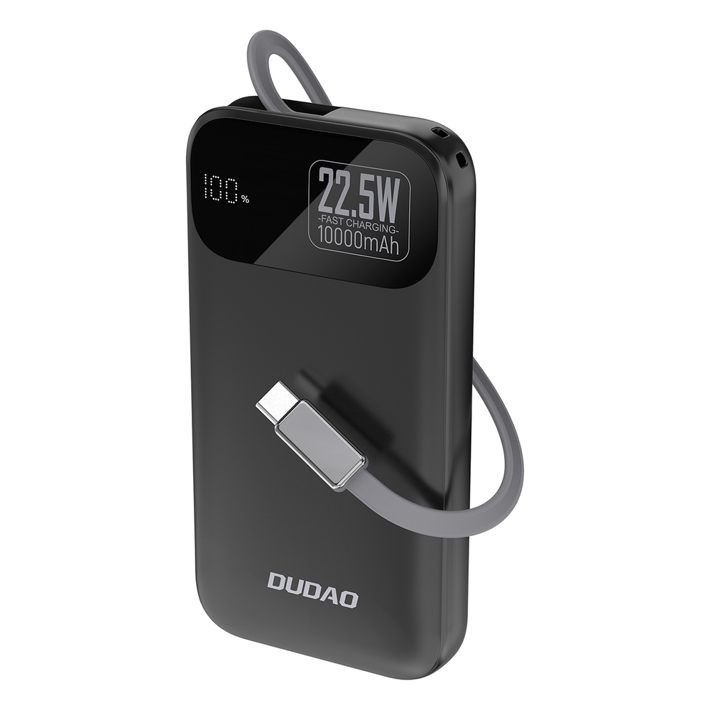 Powerbanka Dudao K31 10000 mAh 22.5W PD s zabudovanými káblom – čierna