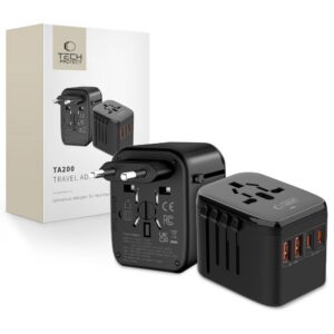 Cestovný adaptér Tech-Protect TA200 EU / UK / US / AU – čierna