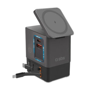 Nabíjacia stanica SBS Power Dock 6v1 s MagSafe, stojanom a USB-C káblami 65W – čierna
