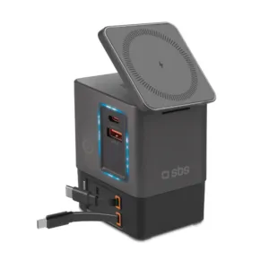 Nabíjacia stanica SBS Power Dock 6v1 65 W s MagSafe, stojanom a káblami USB-C – čierna