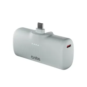 Powerbanka SBS EcoPower 5000 mAh 10 W so zabudovaným portom USB-C – sivá