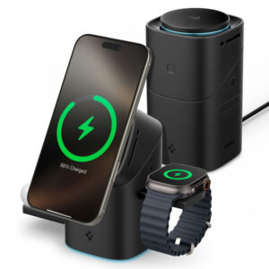 Bezdrôtová nabíjačka Spigen Essential EF223MS 3v1 Qi2 – čierna