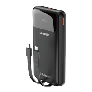 Powerbanka Dudao K15Pro 20 000 mAh 22,5 W PD USB-C / USB-A so zabudovanými káblami Lightning a USB-C – čierna