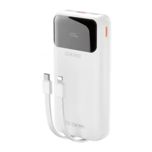 Powerbanka Dudao K15Pro 20 000 mAh 22,5 W PD USB-C / USB-A so zabudovanými káblami Lightning a USB-C – biela