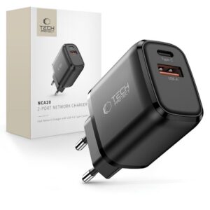 Sieťová nabíjačka Tech-Protect NCA20 PD 20 W / QC 3.0 USB-A / USB-C – čierna
