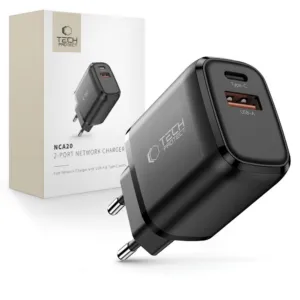 Sieťová nabíjačka Tech-Protect NCA20 PD 20 W / QC 3.0 USB-A / USB-C – čierna