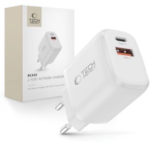 Sieťová nabíjačka Tech-Protect NCA30 PD 30 W / QC 3.0 USB-A / USB-C – biela