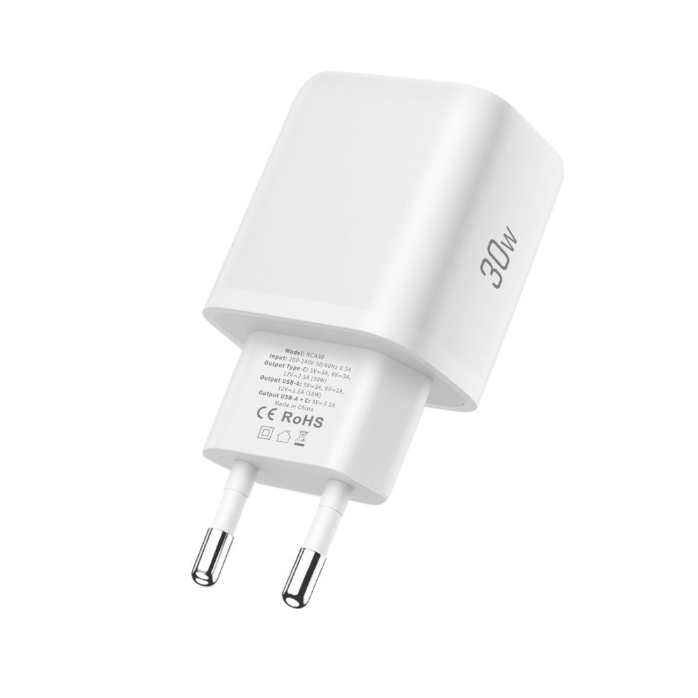 Sieťová nabíjačka Tech-Protect NCA30 PD 30 W / QC 3.0 USB-A / USB-C s káblom USB-C na Lightning 1 m – biela – Obrázok 5