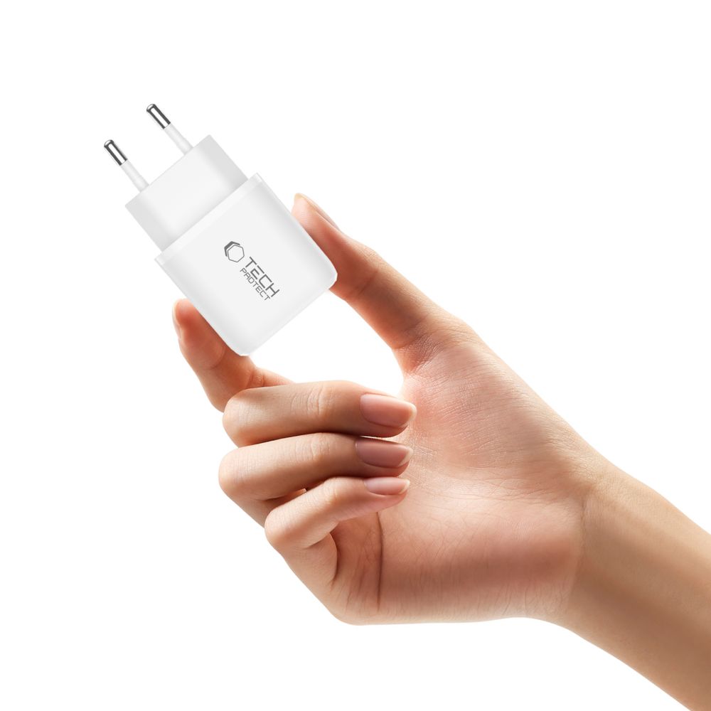 Sieťová nabíjačka Tech-Protect NCA30 PD 30 W / QC 3.0 USB-A / USB-C s káblom USB-C na Lightning 1 m – biela – Obrázok 6