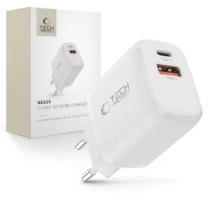 Sieťová nabíjačka Tech-Protect NCA20 PD 20 W / QC 3.0 USB-A / USB-C – biela