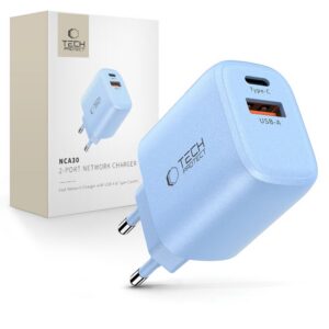 Sieťová nabíjačka Tech-Protect NCA30 PD 30 W / QC 3.0 USB-A / USB-C – modrá