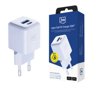 Sieťová nabíjačka 3mk Hyper GaN 20 W QC4+ PD PPS USB-C + USB-A – biela