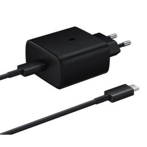 Sieťová nabíjačka Samsung EP-TA845EWE 45 W s káblom USB-C Samsung EP-DW767JWE 1,8 m (náhradné balenie) – čierna