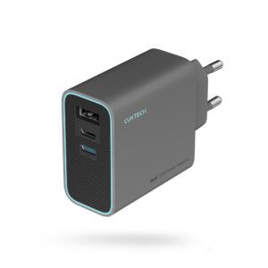Sieťová nabíjačka Cuktech CUKAD653EUGR 65 W GaN 2x USB-C + USB-A – sivá