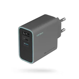 Sieťová nabíjačka Cuktech CUKAD653EUGR 65 W GaN 2x USB-C + USB-A – sivá