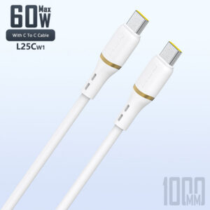 Kábel Dudao L25C USB-C - USB-C silikónový 60W 1m – biela