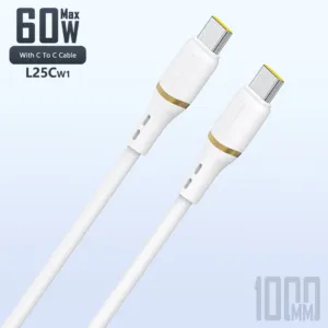 Silikónový kábel Dudao L25C USB-C – USB-C 60 W 1 m – biela