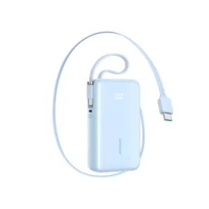 Powerbanka Joyroom JR-PR2L 10 000 mAh 35 W s navíjacím káblom USB-C a káblom USB-C na šnúrke – modrá