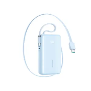 Powerbanka Joyroom JR-PR2L 10 000 mAh 35 W s navíjacím káblom USB-C a káblom Lightning na šnúrke – modrá