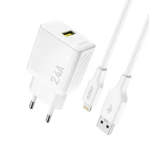 Sieťová nabíjačka Dudao A23LEU GaN USB-A 2,4 A s káblom USB-A na Lightning – biela