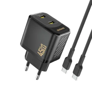 Sieťová nabíjačka Dudao A28PCEU GaN PD 45 W 2x USB-C s káblom USB-C – čierna