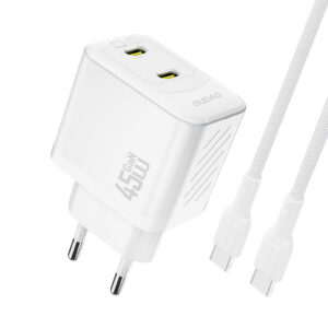 Sieťová nabíjačka Dudao A28PCEU GaN PD 45 W 2x USB-C s káblom USB-C – biela
