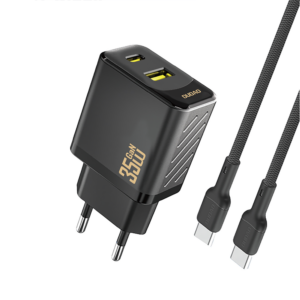 Sieťová nabíjačka Dudao A27MaxCEU PD QC 35 W USB-A + USB-C s káblom USB-C – čierna