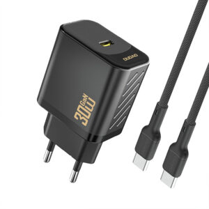 Sieťová nabíjačka Dudao A27PCEU GaN PD 30 W USB-C s káblom USB-C – čierna