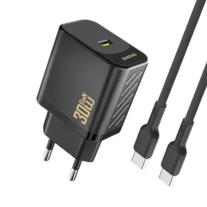 Sieťová nabíjačka Dudao A27PCEU GaN PD 30 W USB-C s káblom USB-C – čierna