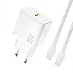 Sieťová nabíjačka Dudao A27PCEU GaN PD 30 W USB-C s káblom USB-C – biela