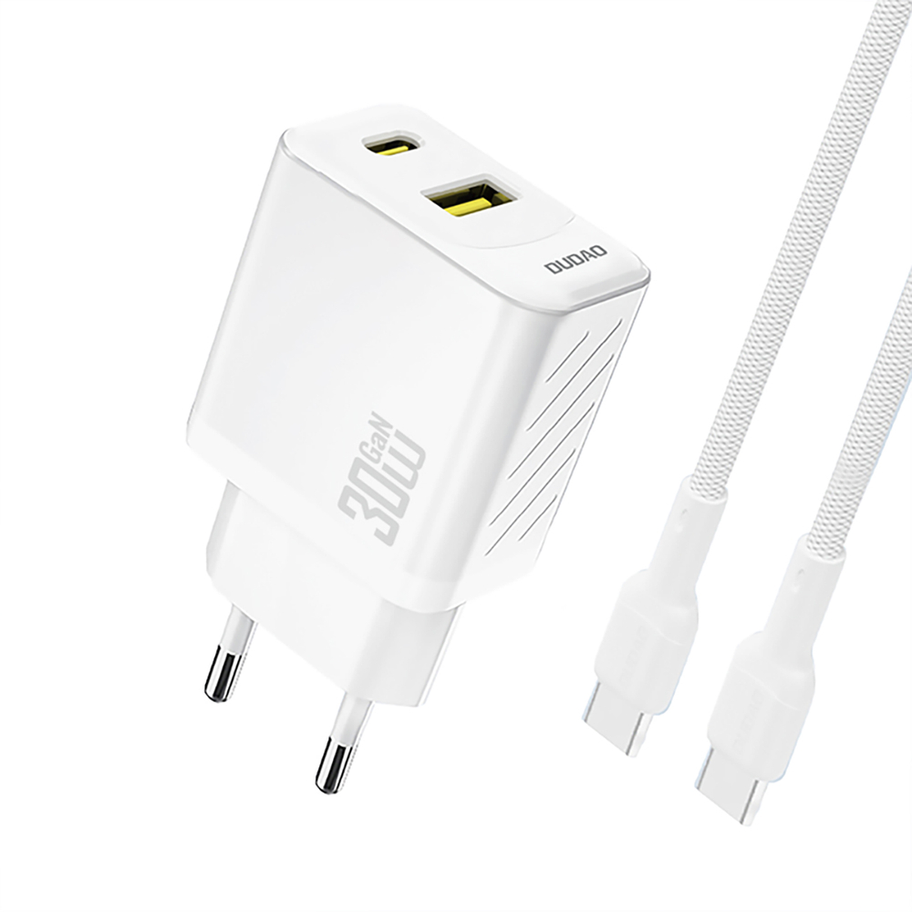 Nabíjačka Dudao A27TCEU PD 30W GaN USB-A USB-C s USB-C káblom – biela