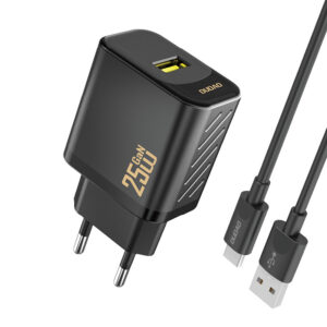 Sieťová nabíjačka Dudao A27STEU GaN 25 W USB-A s káblom USB-A na USB-C – čierna