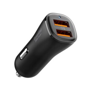 Nabíjačka do auta Spigen Essential EV302 30 W, 2 porty USB-A – čierna