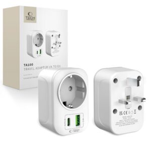 Cestovný adaptér Tech-Protect TA100 UK – biela