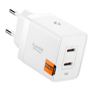 Sieťová nabíjačka Spigen Essential EE472EU 47 W, 2 porty USB-C – biela