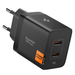 Sieťová nabíjačka Spigen Essential EE472EU 47 W, 2 porty USB-C – čierna