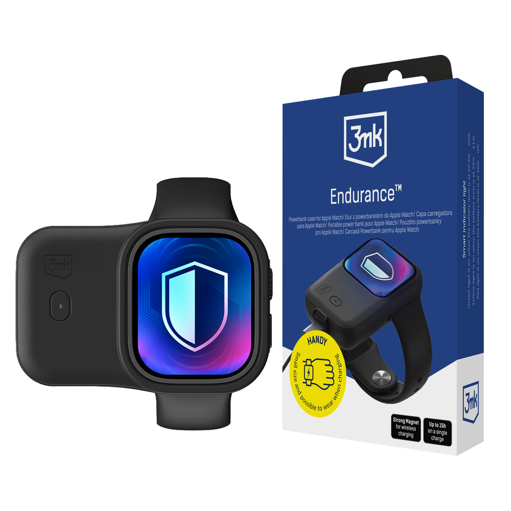 Powerbanka 3mk Endurance pre Apple hodinky 49 mm 2.5W 1200mAh USB-C – čierna