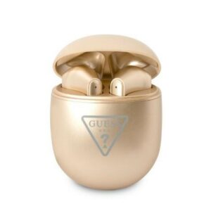 Bezdrôtové slúchadlá Guess TWS Bluetooth s trojuholníkovým logom – zlatá