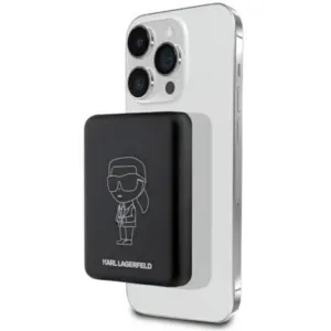 Indukčná powerbanka Karl Lagerfeld Ikonik MagSafe 5 W 3000 mAh – čierna